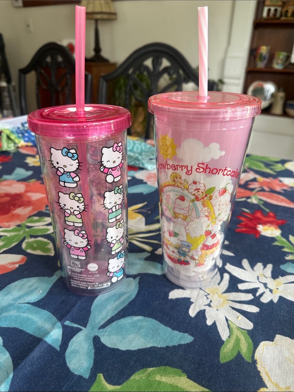 Sanrio Hello Kitty & Strawberry Shortcake Pink Travel Tumbler Set